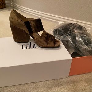 Cabi olive suede block heels